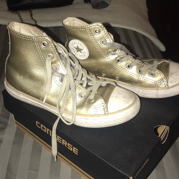 kids gold high top converse